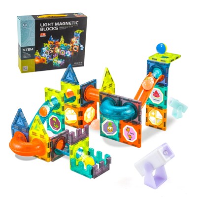 اسباب بازی ساختنی تایل مگنتی 75 قطعه چراغدار مدل Light Magnetic Blocks _لگو