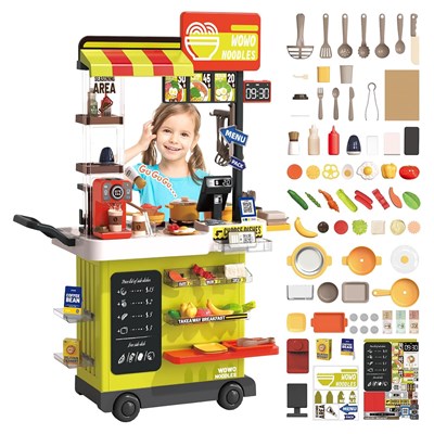 ست اسباب بازی آشپزخانه 88 تکه با بخار، سینک و صندوق فروش فست فود مدل Fast Food Shop 889_اسباب بازی لوازم خانگی