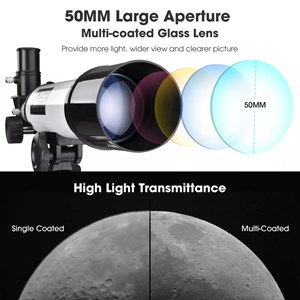تلسکوپ طبیعتگردی به همراه کوله پشتی مدل AOMEKIE AO2013 50mm Refractor Telescope_اسباب بازی علمی