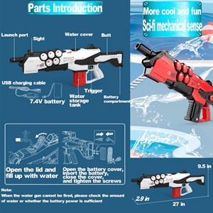 تفنگ اسباب بازی آب پاش بزرگ شارژی مدل اختاپوس Automatic Water Gun Octopus_تفنگ اسباب بازی