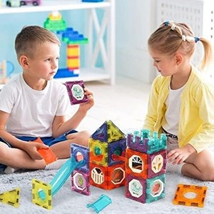 اسباب بازی ساختنی تایل مگنتی 75 قطعه چراغدار مدل Light Magnetic Blocks _لگو