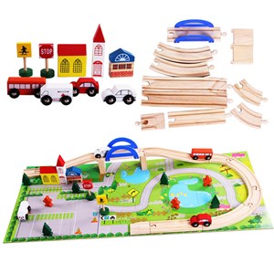 پازل شهر کوچک چوبی همراه با قطار و ریل، 40 قطعه مدل 861 Rail Overpass Wooden_لگو