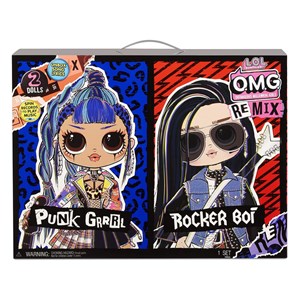 عروسک 2 تایی ال او ال سورپرایز LOL Surprise سری OMG Remix مدل Rocker Boi و Punk Grrrl_عروسک سورپرایزی